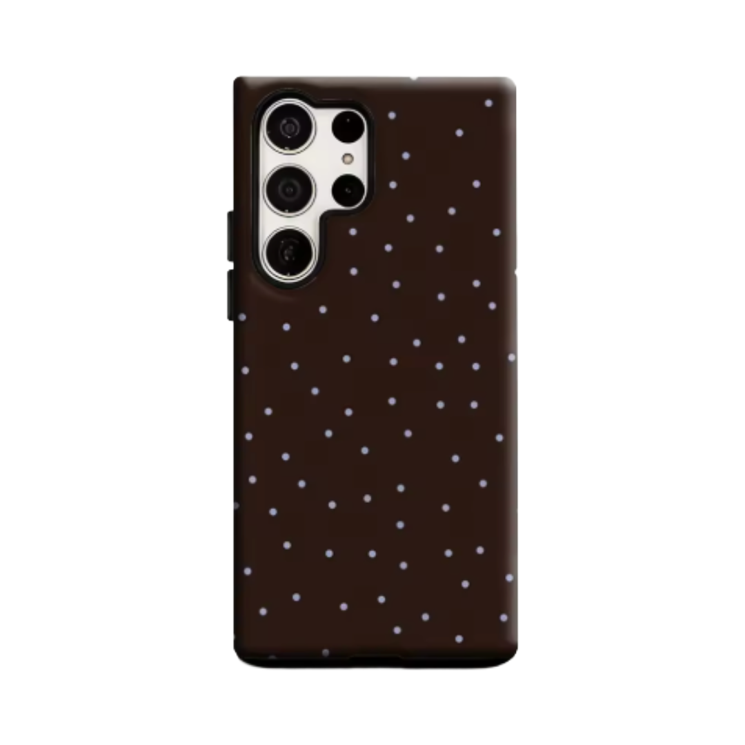 Brown with Light Purple Dots Phone Case for Samsung Galaxy S25 Ultra S24 S23 Ultra Plus Glossy Double-layer Back Cover