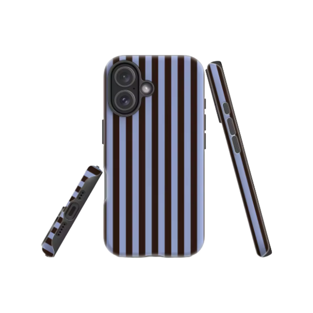 Contrasting Brown Blue Stripes IPhone17 Must-Haves Phone Case for IPhone 17 16 15 14 13 12 Pro Max Plus Double-layer Back Cover