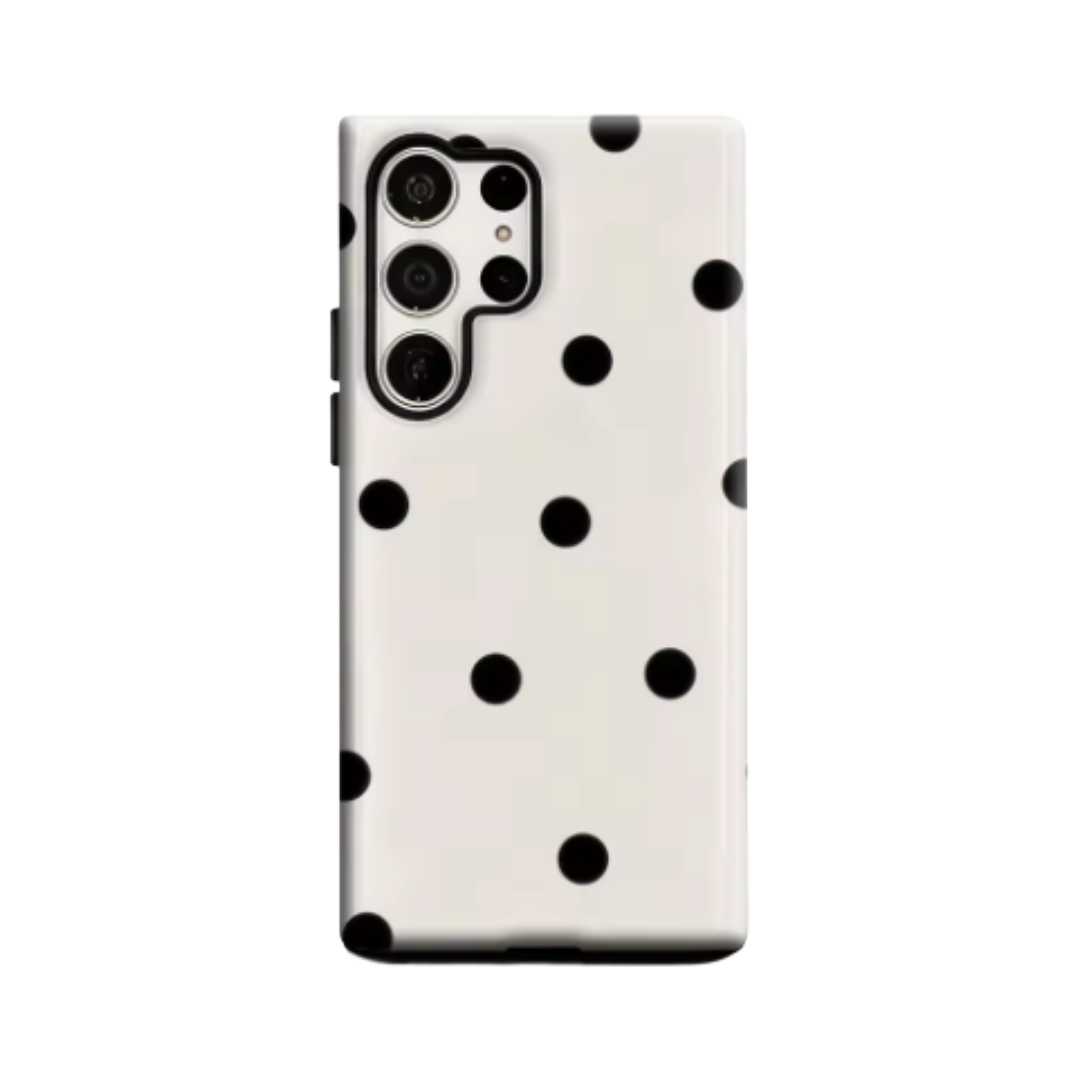 Irregular Black Polka Dots Phone Case for Samsung Galaxy S25 Ultra S24 S23 Ultra Plus Glossy Double-layer Back Cover