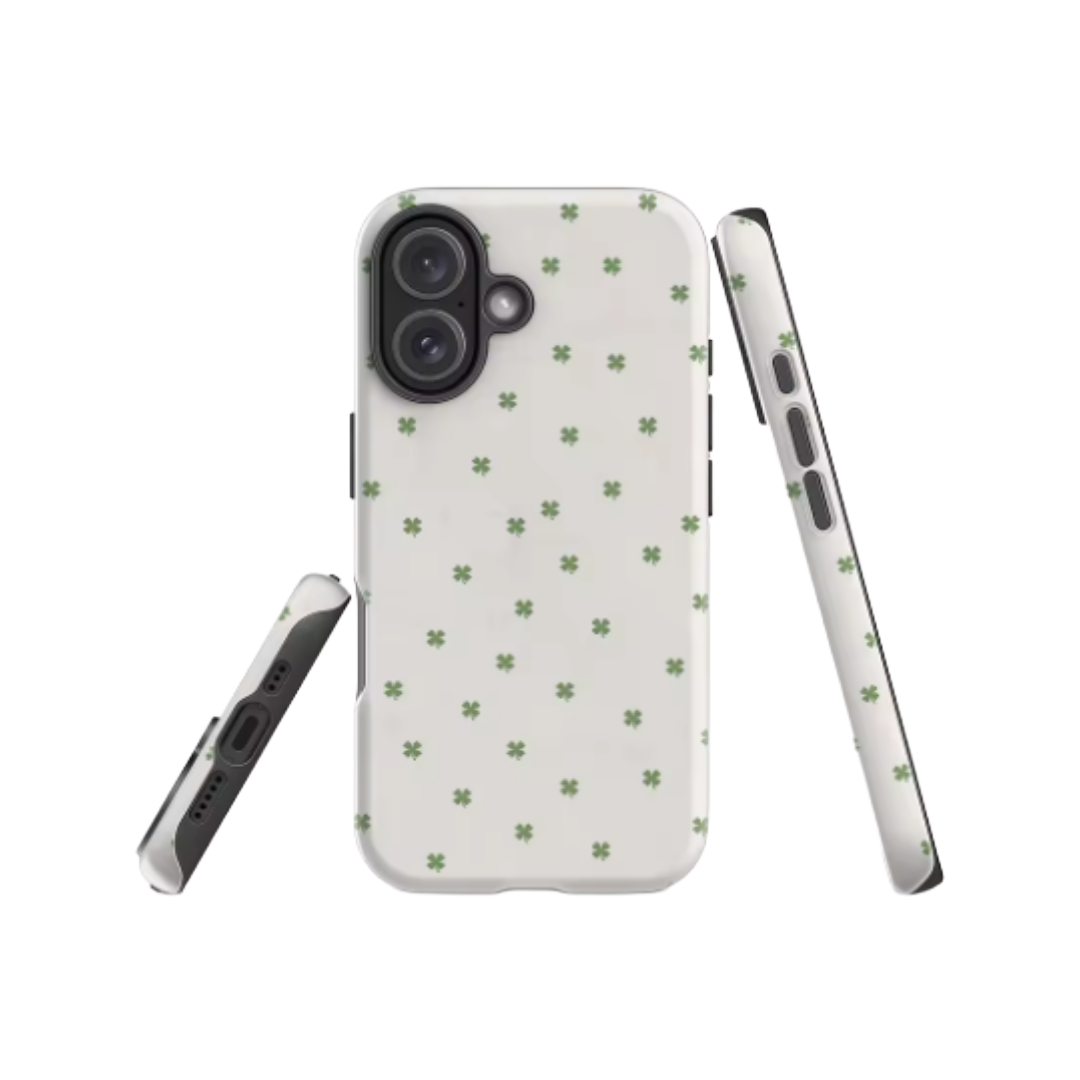 Dainty Clover Pattern IPhone17 Must-Haves Phone Case for IPhone 17 16 15 14 13 12 Pro Max Plus Double-layer Back Cover