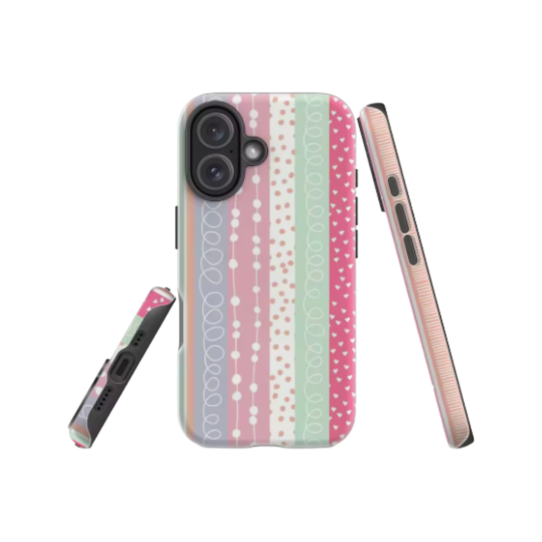 Pastel Striped Patterns IPhone17 Must-Haves Phone Case for IPhone 17 16 15 14 13 12 11 Pro Max Plus Double-layer Back Cover