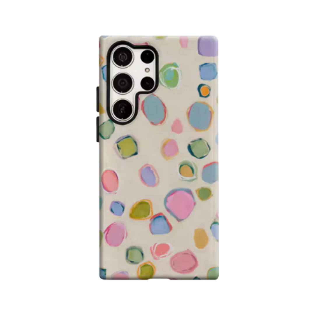 Cream Colorful Blocks Phone Case for Samsung Galaxy S25 Ultra S24 S23 Ultra Plus Glossy Double-layer Back Cover