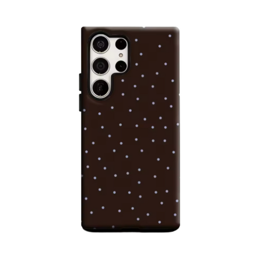Brown with Light Purple Dots Phone Case for Samsung Galaxy S25 Ultra S24 S23 Ultra Plus Glossy Double-layer Back Cover