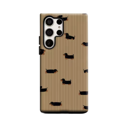 Dachshund Stripes Phone Case for Samsung Galaxy S25 Ultra S24 S23 Ultra Plus Glossy Double-layer Back Cover
