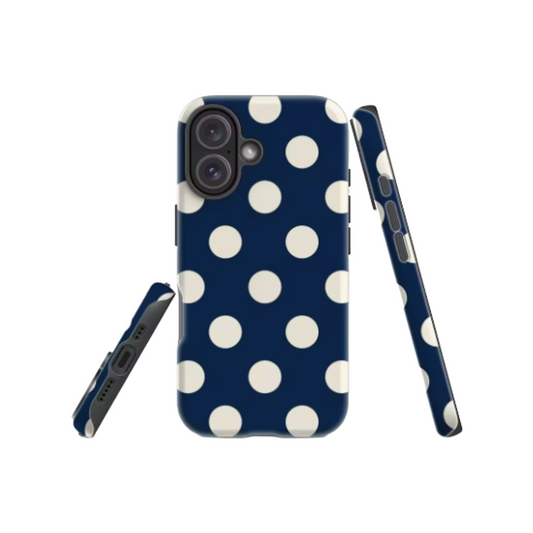Dark Blue Polka Dots IPhone17 Must-Haves Phone Case for IPhone 17 16 15 14 13 12 Pro Max Plus Double-layer Back Cover