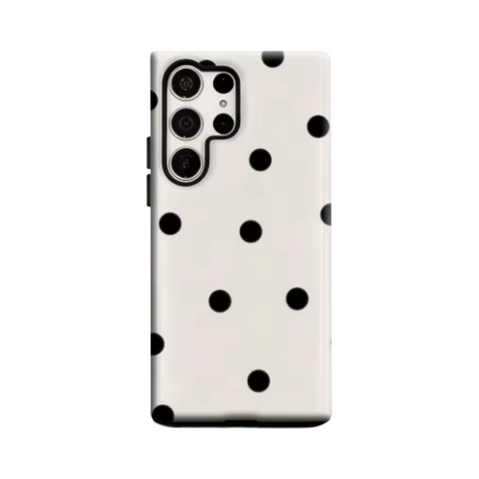 Irregular Black Polka Dots Phone Case for Samsung Galaxy S25 Ultra S24 S23 Ultra Plus Glossy Double-layer Back Cover