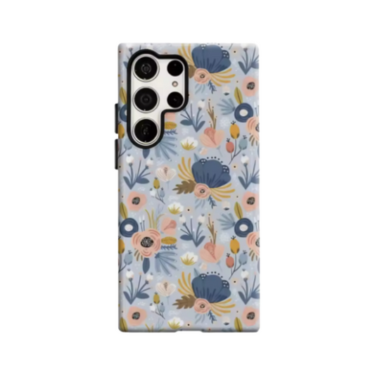 Pastel Floral Pattern Phone Case for Samsung Galaxy S25 Ultra S24 S23 Ultra Plus Glossy Double-layer Back Cover